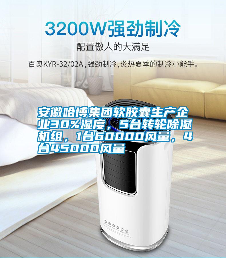 安徽哈博集團(tuán)軟膠囊生產(chǎn)企業(yè)30%濕度，5臺(tái)轉(zhuǎn)輪除濕機(jī)組，1臺(tái)60000風(fēng)量，4臺(tái)45000風(fēng)量